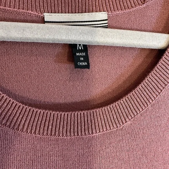 Allison Brittney Womens Size M knit Long Lace up Sleeve Sweater Dress Mauve Pink